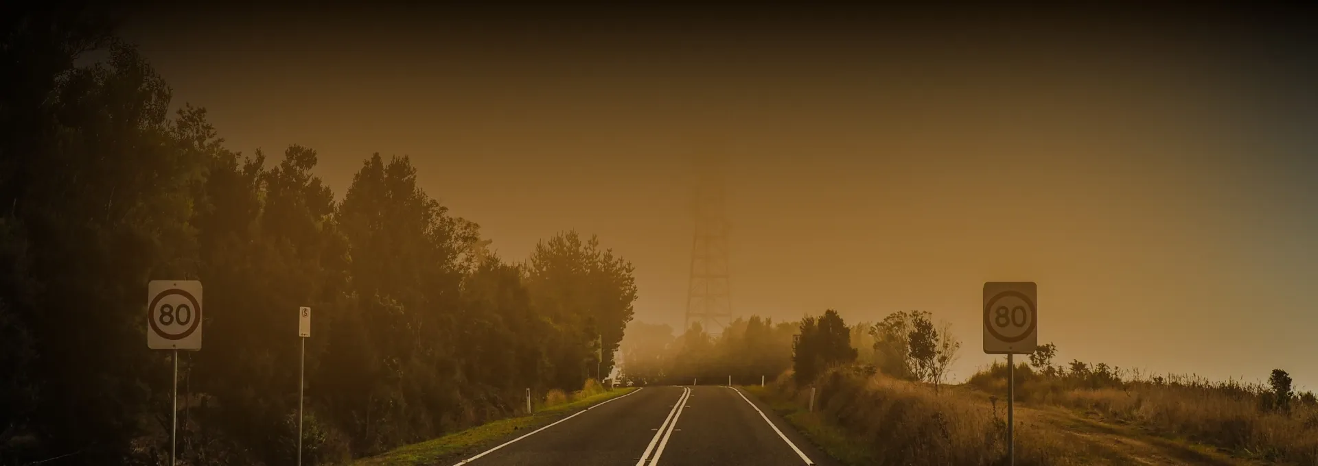 Dark orange banner with highway for SFN