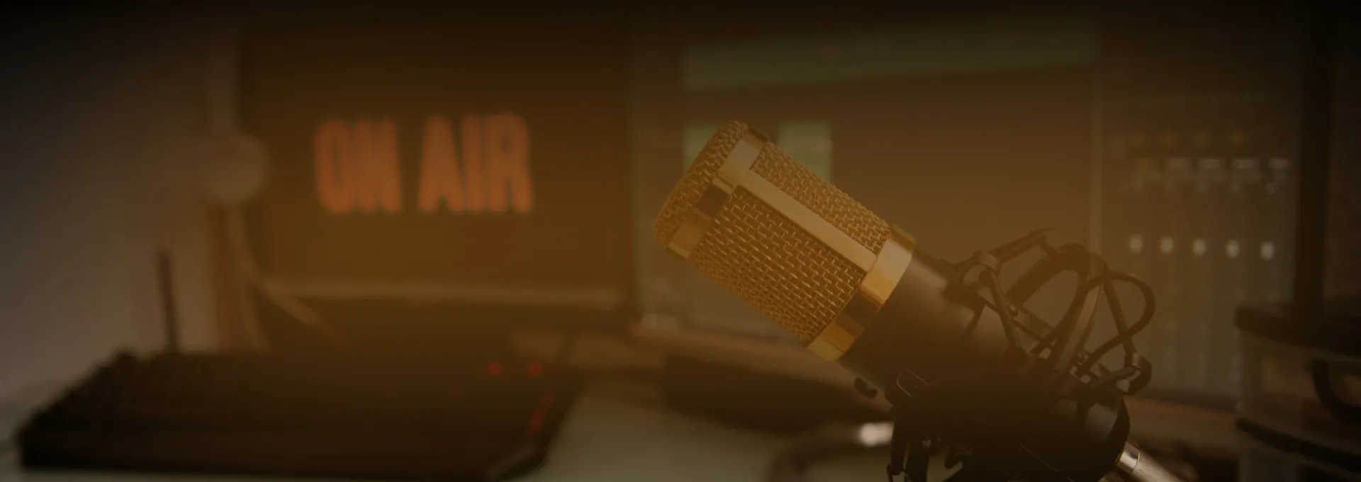 On-air studio banner